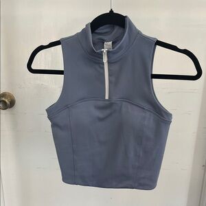Women's Gold Hinge Sleeveless Zip-Up Top - Blue